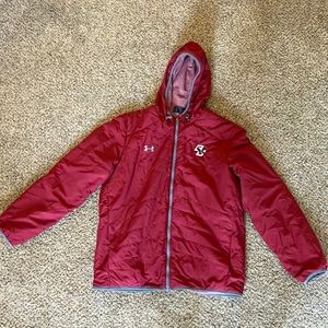 Boston College under armour jacket with hoodie and zipper - men’s large